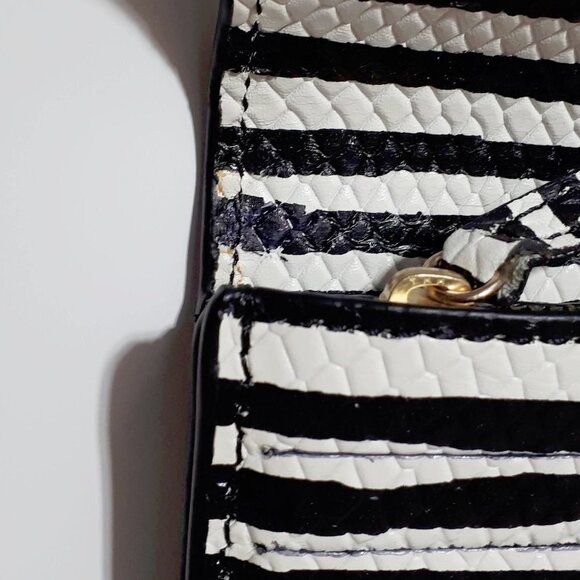 NWT Scotch & Soda black & white striped snakeskin-like leather wallet - Picture 8 of 10